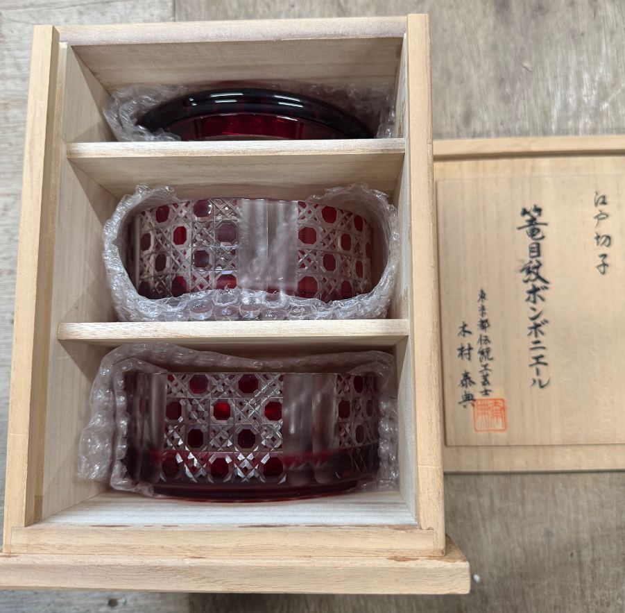 江戸切子籠目紋ボンボニエール