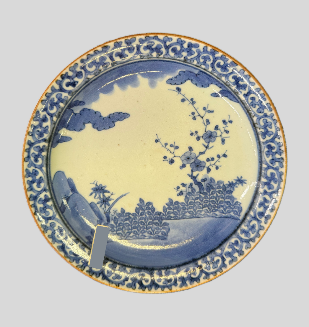 古伊万里 染付 梅蛸唐草文皿