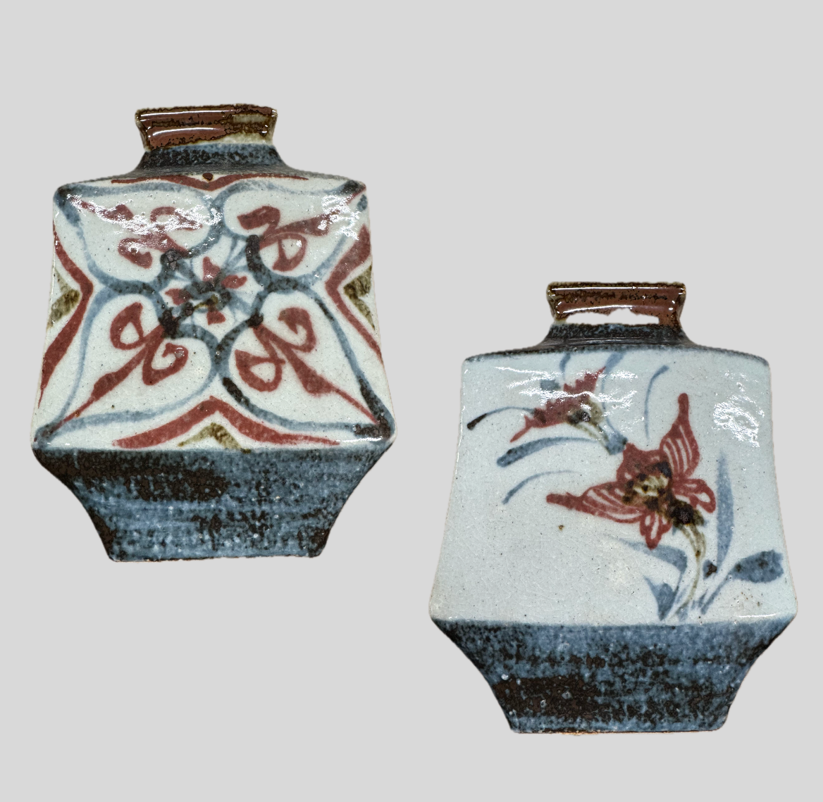 河井武一 花紋扁壺
