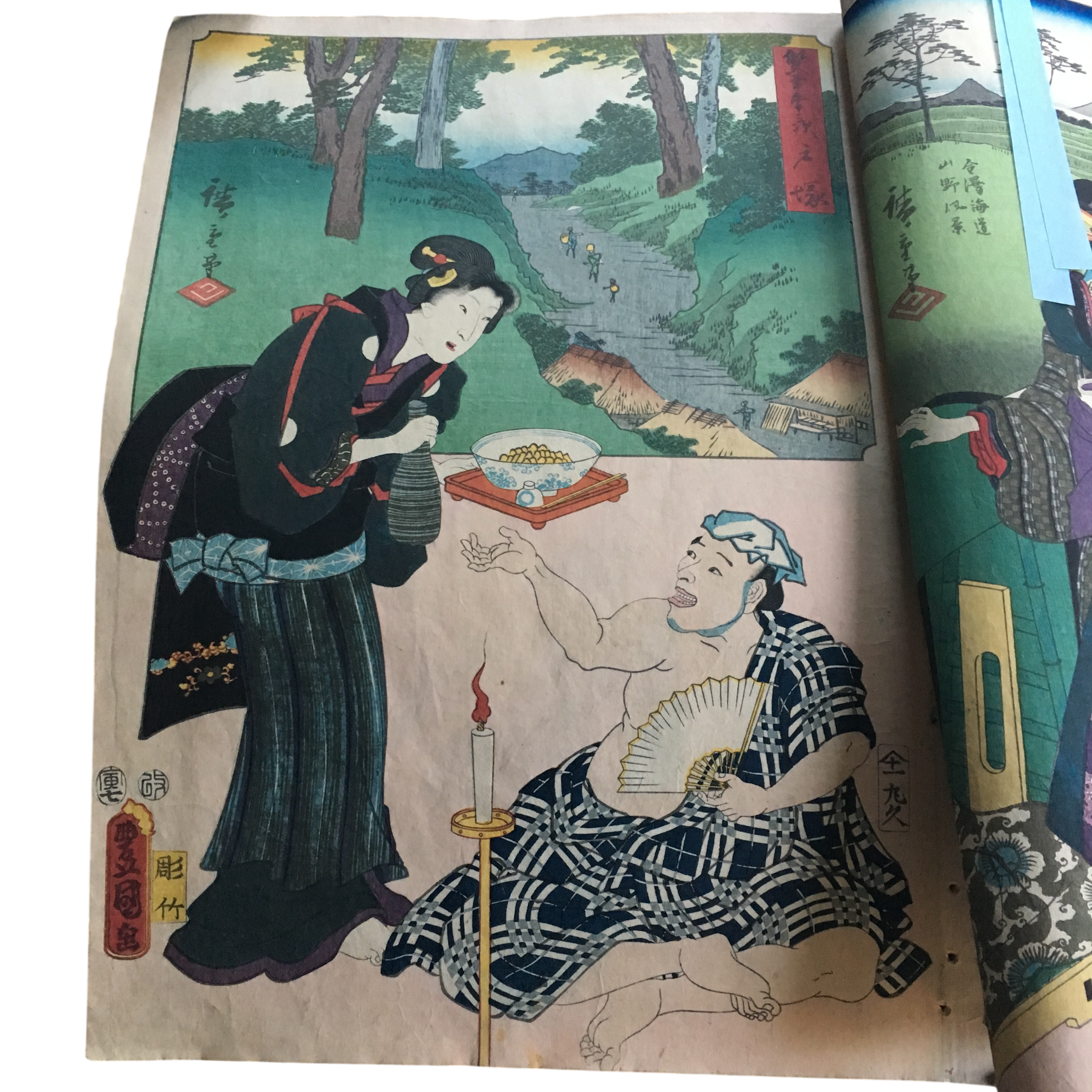 三代 歌川豊国・歌川広重「双筆五十三次 戸塚 旅人宿女」