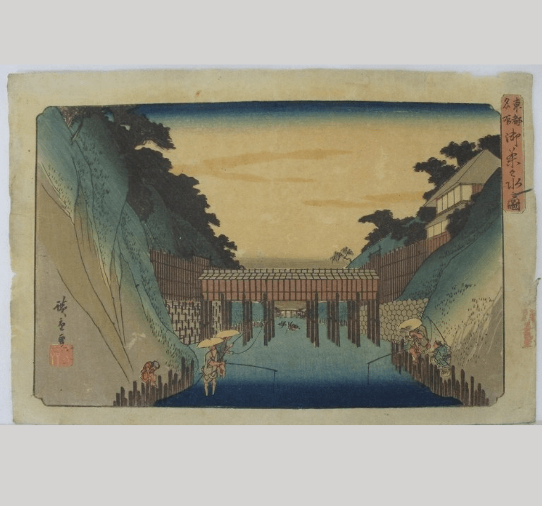 歌川広重 東都名所 御茶之水之図 木版画(喜鶴堂)
