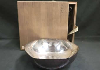 純銀製 亀甲菓子鉢